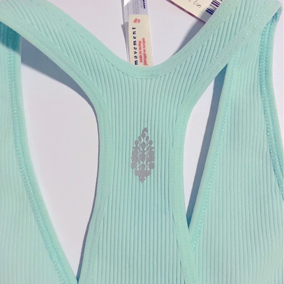 006.Free People Free Throw Washed Aqua Crop ripped top NWT - Picture 4 of 8